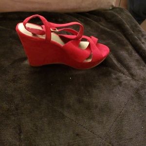 NWOT RED WEDGE SANDAL